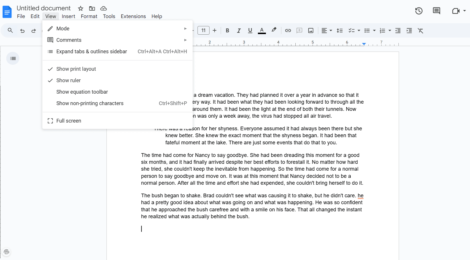 google docs indent 