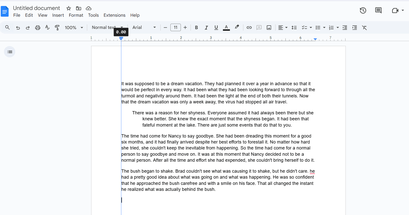 google docs indent ruler