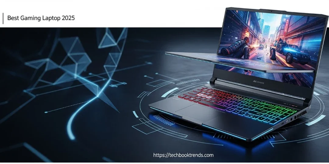 Best gaming laptop 2025 with RGB keyboard and cyberpunk game display.